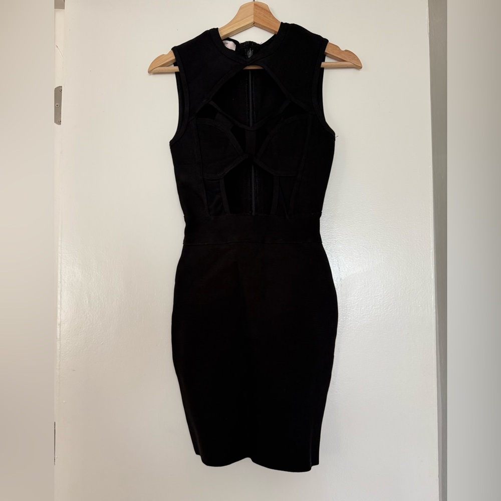 House of CB Aravena Cutout Bandage Bodycon Black Mini Dress - Picture 2 of 8